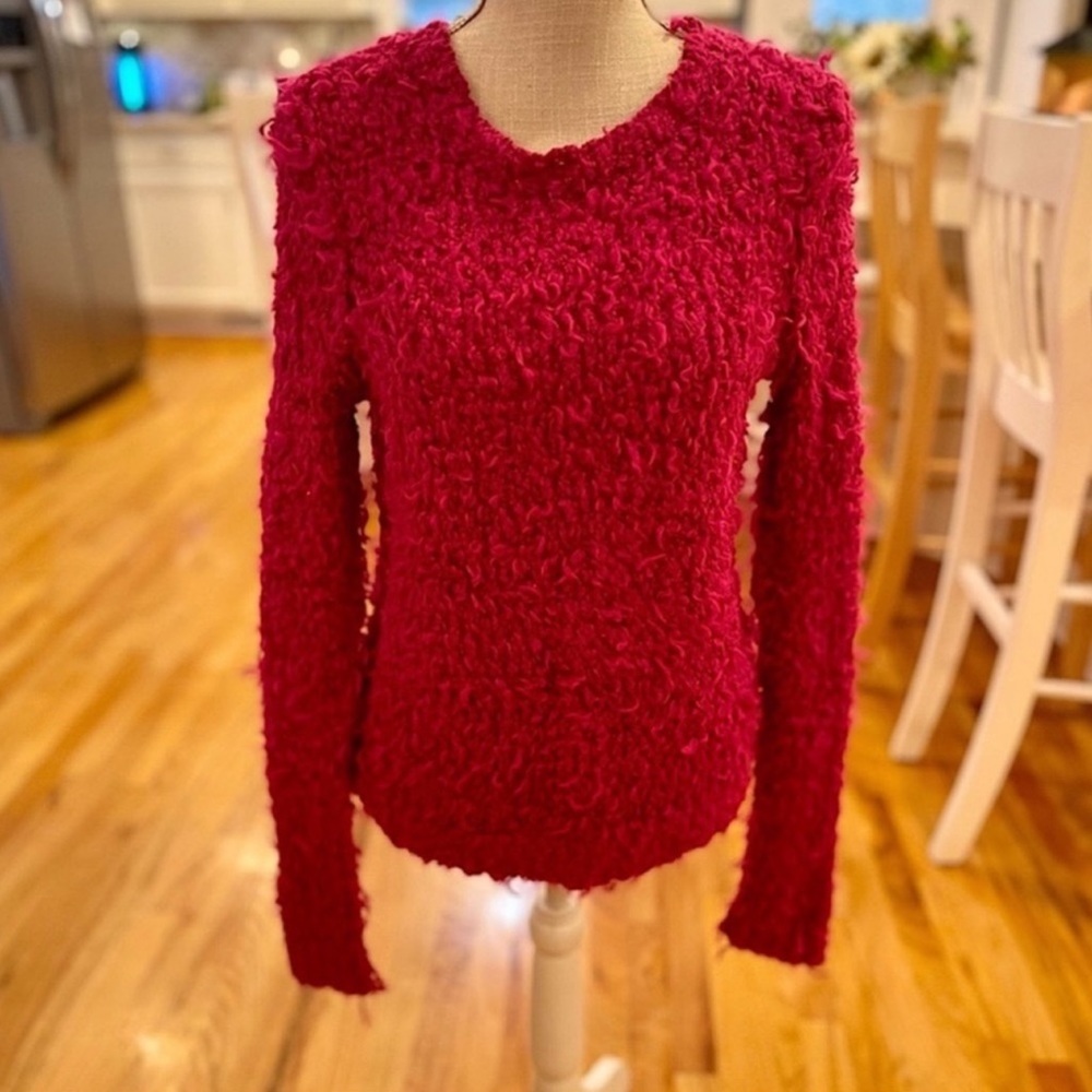 Free People pink shag fuzz wool blend sweater